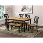 6PC DINING TABLE, 4 SIDE CHAIRS & BENCH