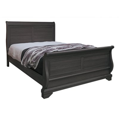 COMPLETE QUEEN SLEIGH BED - CHARCOAL