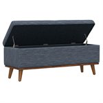 STORAGE OTTOMAN W / WOOD TRIM - NAVY