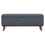 STORAGE OTTOMAN W / WOOD TRIM - NAVY