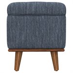 STORAGE OTTOMAN W / WOOD TRIM - NAVY