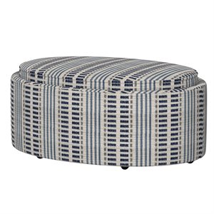 OVAL OTTOMAN W / STORAGE & TRAYS - BLUE