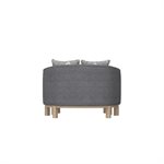 CHAIR W / 2 SQUARE AND 1 KIDNEY PILLOW W / STORAGE OTTOMAN - GRAY