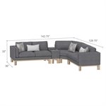 MAEVE - 4PC SECTIONAL W / 5 PILLOWS - GRAY