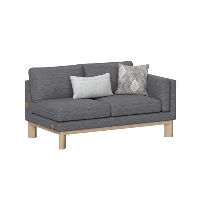 RSF LOVESEAT W / 1 KIDNEY AND 1 SQUARE PILLOW - GRAY