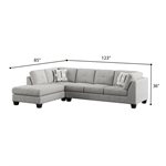 MYLES - 2PC SECTIONAL W / LSF CHAISE & RSF SOFA & 2 PILLOWS - GRAY