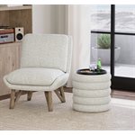 19" ROUND CHANNELED OTTOMAN W / STORAGE & TRAY- SOOTHE FOG