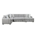 RITCHIE - 4PC SECTIONAL W / POP UP SLEEPER LOVESEAT, STORAGE CHAISE & 6 PILLOWS - GRAY