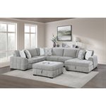 RITCHIE - 4PC SECTIONAL W / POP UP SLEEPER LOVESEAT, STORAGE CHAISE & 6 PILLOWS - GRAY