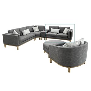 RSF LOVESEAT W / 1 KIDNEY AND 1 SQUARE PILLOW - GRAY