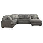 BERLIN-4PC SECTIONAL-LSF LOVE-CORNER CHAIR-ARMLESS LOVE-RSF CHAISE W / 9 PILLOWS-GREY