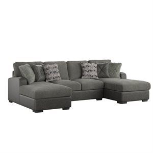 BERLIN-3PC SECTIONAL-LSF CHAISE-ARMLESS LOVESEAT-RSF CHAISE W / 6 PILLOWS-GREY